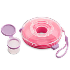 Rotating snack wheel with lid pink for kids meals