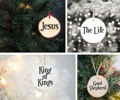 Durable 14 mil clear plastic stencil for painting Names of Jesus Christ design