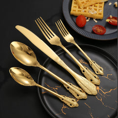 Gold flatware with mirror polished finish for durability