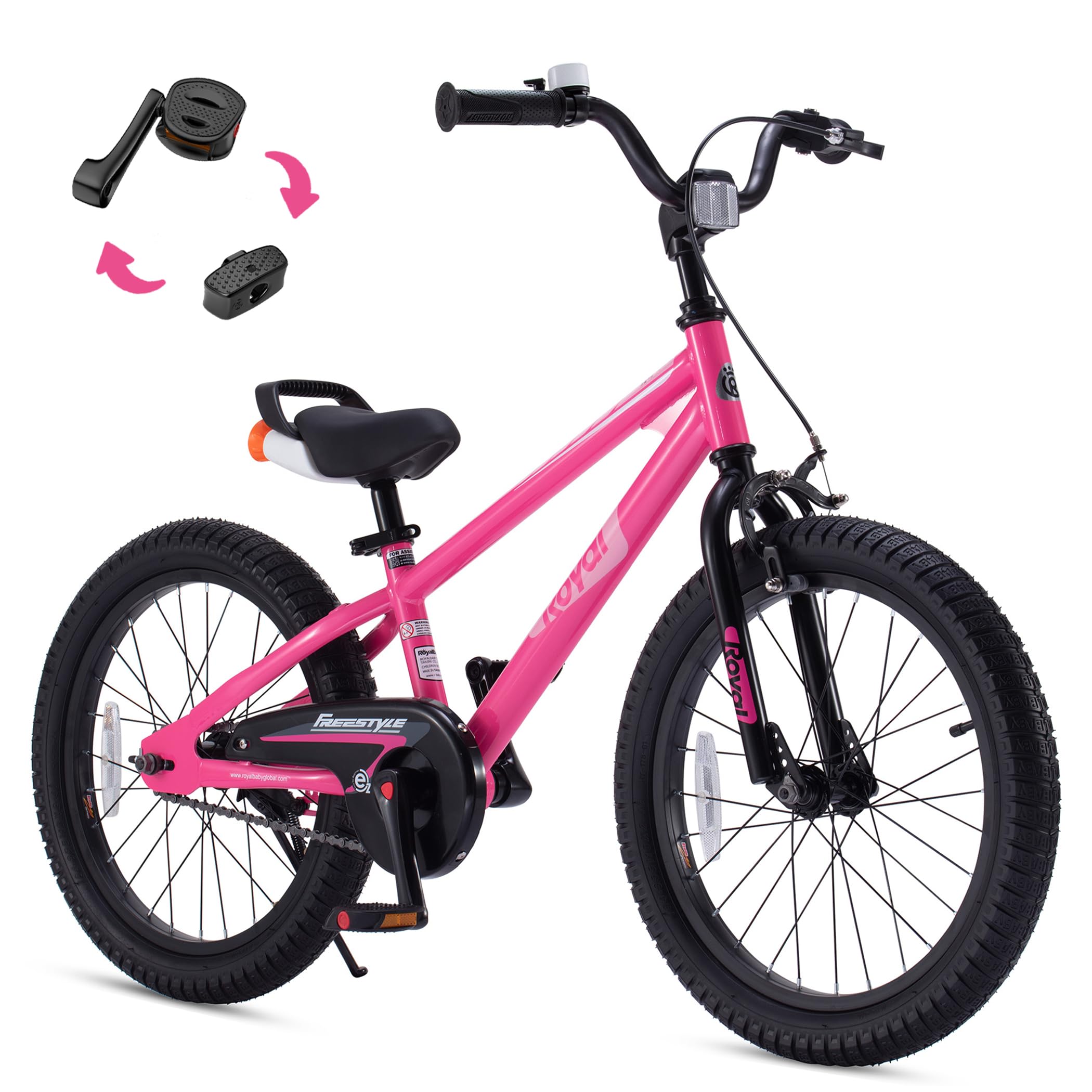 RoyalBaby EZ Kids Bike 18 inch pink frame