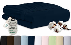 Royale Linens 400 thread count twin fitted sheet navy 39x75
