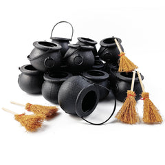 12 witch brooms wooden handles straw bristles