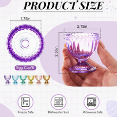 Multicolor glass egg cups for boiled eggs
