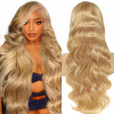Ruaswey honey blonde wig human hair closeup