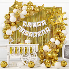 RUBFAC gold birthday party decorations set banner image
