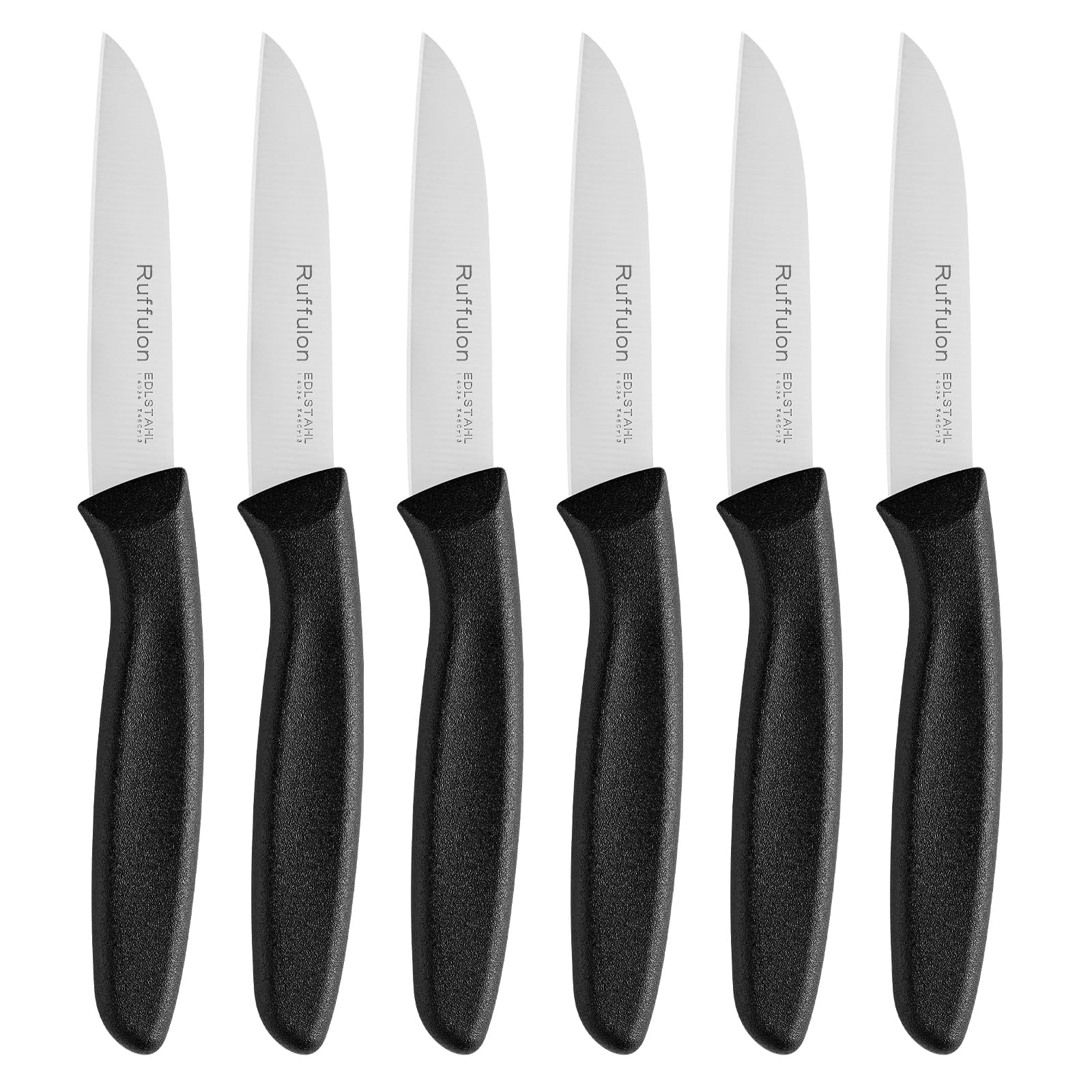 Ruffulon paring knife set 6 pieces with stainless steel blades and ergonomic PP handle