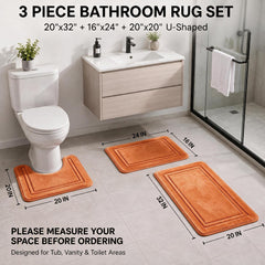 RUN HELIX memory foam bath rug set small 16x24 orange