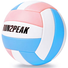 Soft PU volleyball ball with pink blue color and comfortable grip