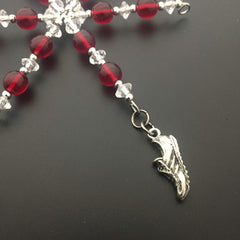 Close up of 3-1-2-inch diameter beaded snowflake ornament detail