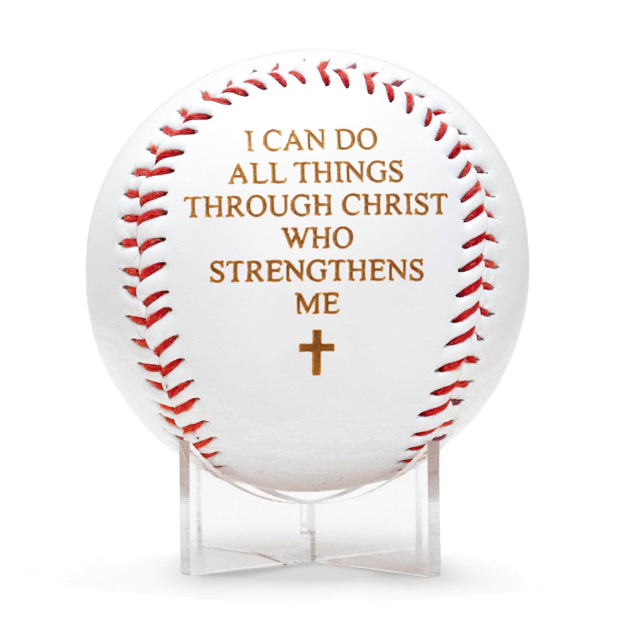 RUSATEN Christian Baseball Gifts Philippians 4:13 baseball close up