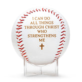 RUSATEN Christian Baseball Gifts Philippians 4:13 baseball close up