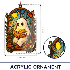 Ghost reading ornament by RUSATEN for holiday decor
