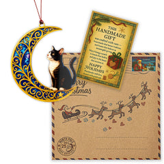 Gift-ready MoonCat Ornament with sentiment card and kraft envelope