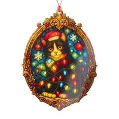 RUSATEN Tuxedoxmas 1 tuxedo cat ornament on tree
