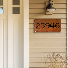 Rusted iron house numbers plaque 40x20 cm outdoor size