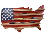 Rustic American USA Flag Knife Display wall hanging with back-mounted d-rings