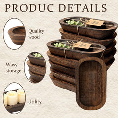 Rustic wooden dough bowls with smooth finish