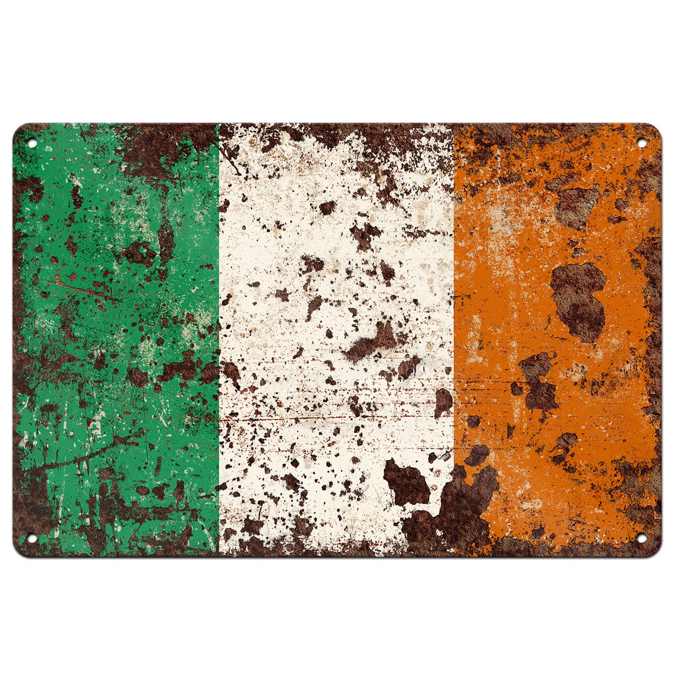 Rustic Irish flag metal sign 9x12 with two mounting holes