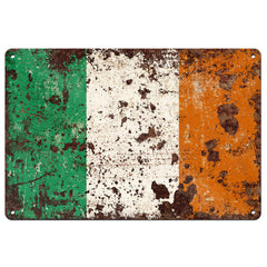 Rustic Irish flag metal sign 9x12 with two mounting holes