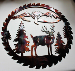 Rustic metal art deer mountain display suitable for wall or furniture