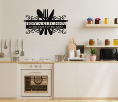 Rustic metal kitchen decor sign with black coating