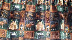 Rustic Moose Lake Cabin valance curtain wildlife print