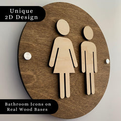 Rustic Wood restroom sign with 9x9 dimensions