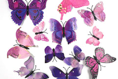 Purple butterfly double wings wall decals for fridge
