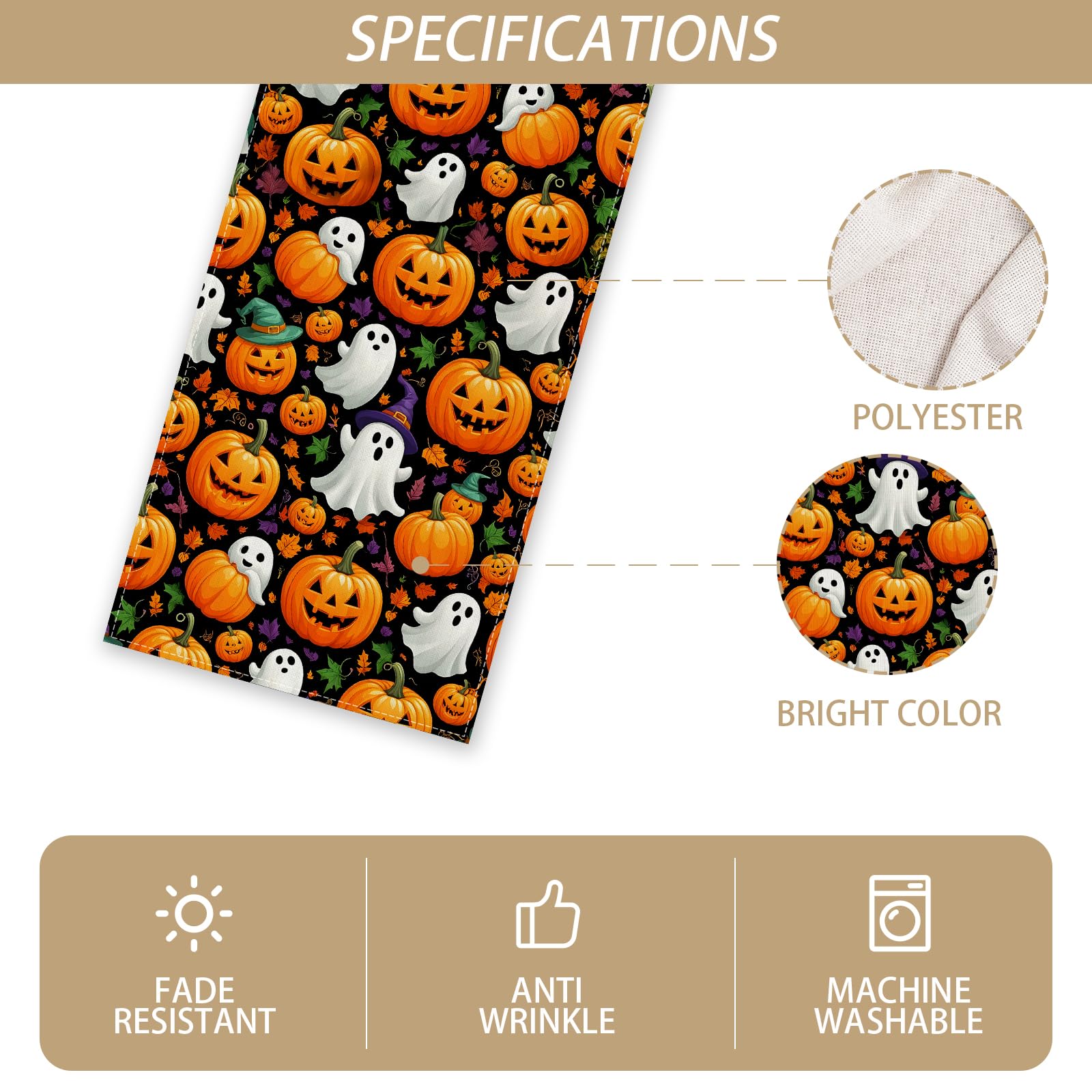 Rvsticty Halloween Table Runner 13x72 inches on dining table