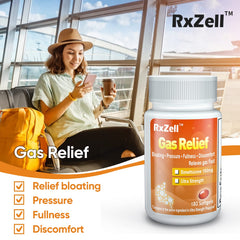 RXZELL Gas Relief 120 count softgels container