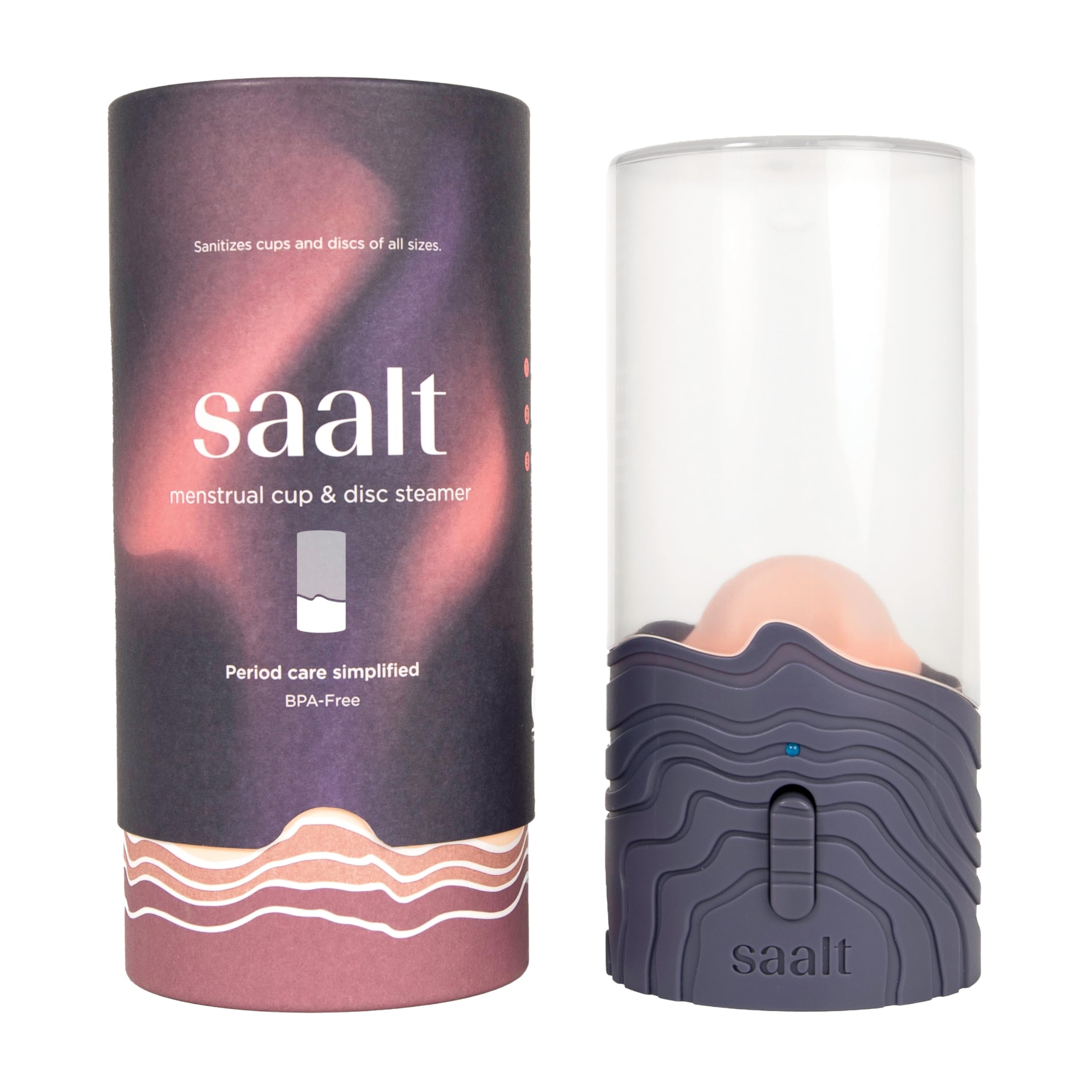 Front view of saalt menstrual cup steamer