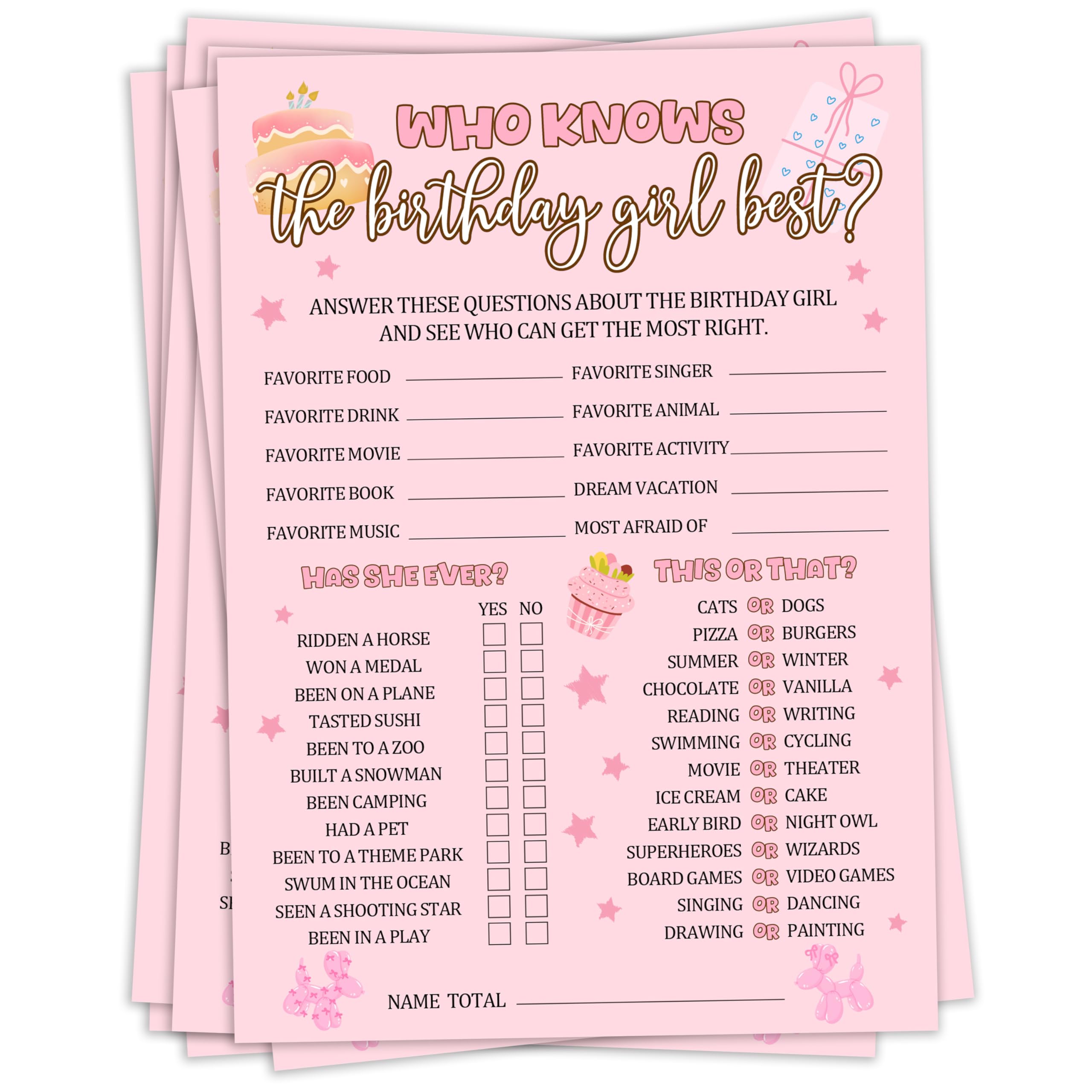sahjzk birthday games A09 25 pcs cards