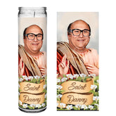 Saint Danny DeVito candle artwork 8 inch height
