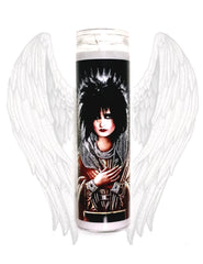 Saint Gothess post punk Prayer Candle on 8 inch glass jar altar candle
