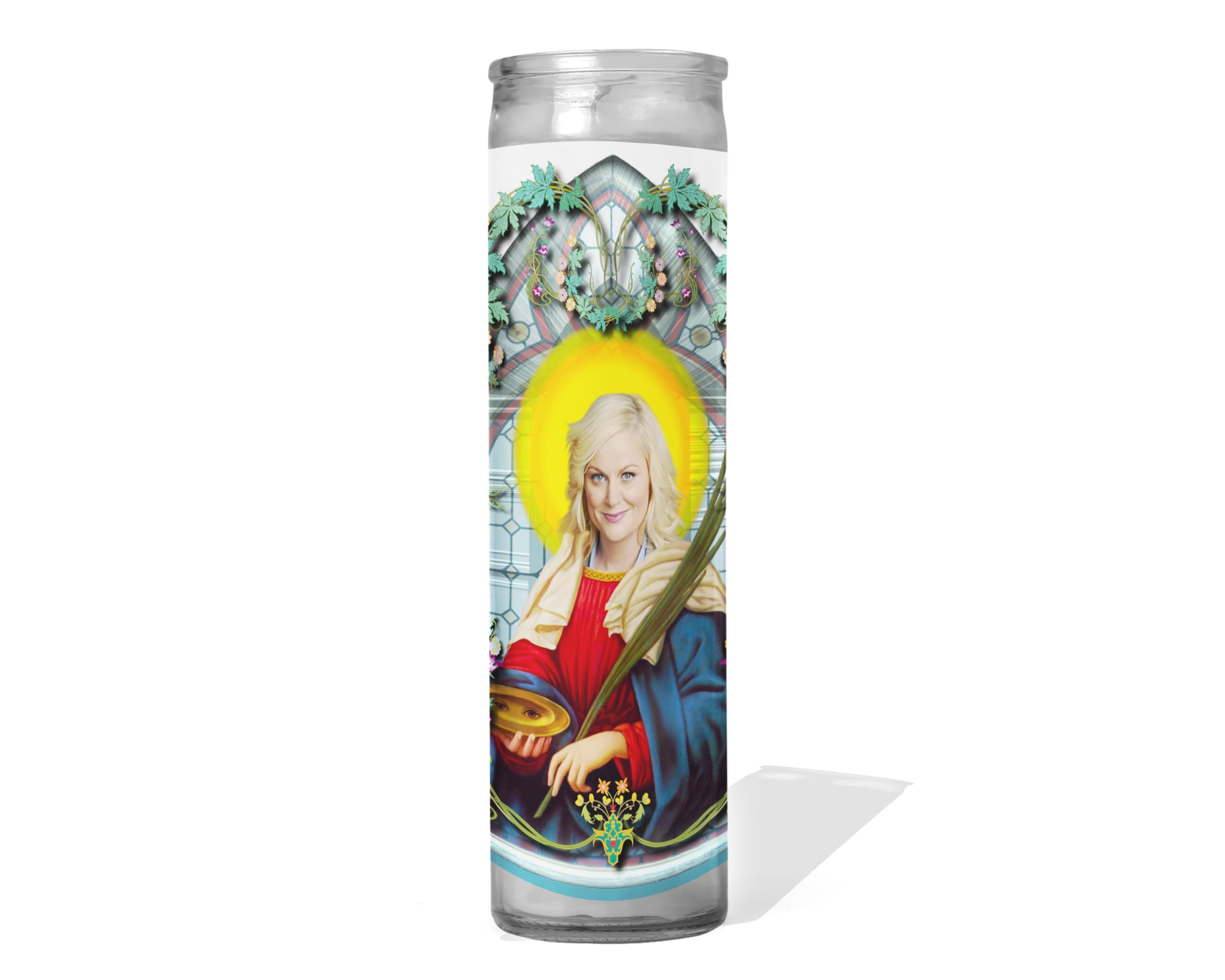 Saint Leslie Knope Patron Saint of Parks prayer candle 8 inch glass votive handmade in USA