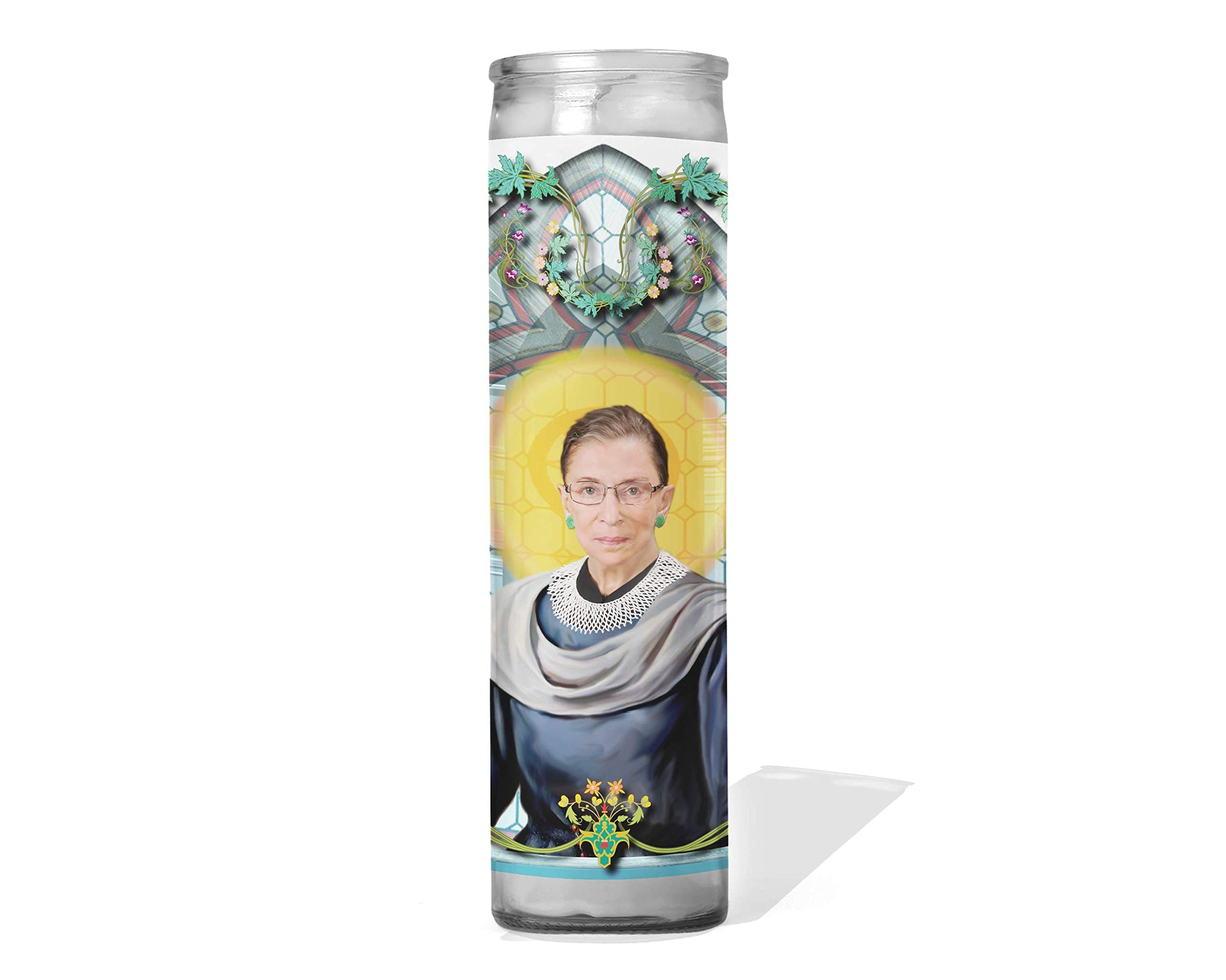 Saint Ruth Bader Ginsburg prayer candle 8 inch glass votive handmade in USA unscented