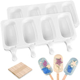 Sakolla 2 pack 4 cavity popsicle molds with 50 wooden sticks