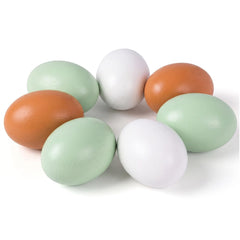 SallyFashion 7PCS wooden nesting eggs in brown white and green