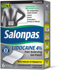 Salonpas lidocaine gel patch used for temporary pain relief on joints