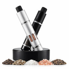 Salt and Pepper Grinder Set two pack with storage base