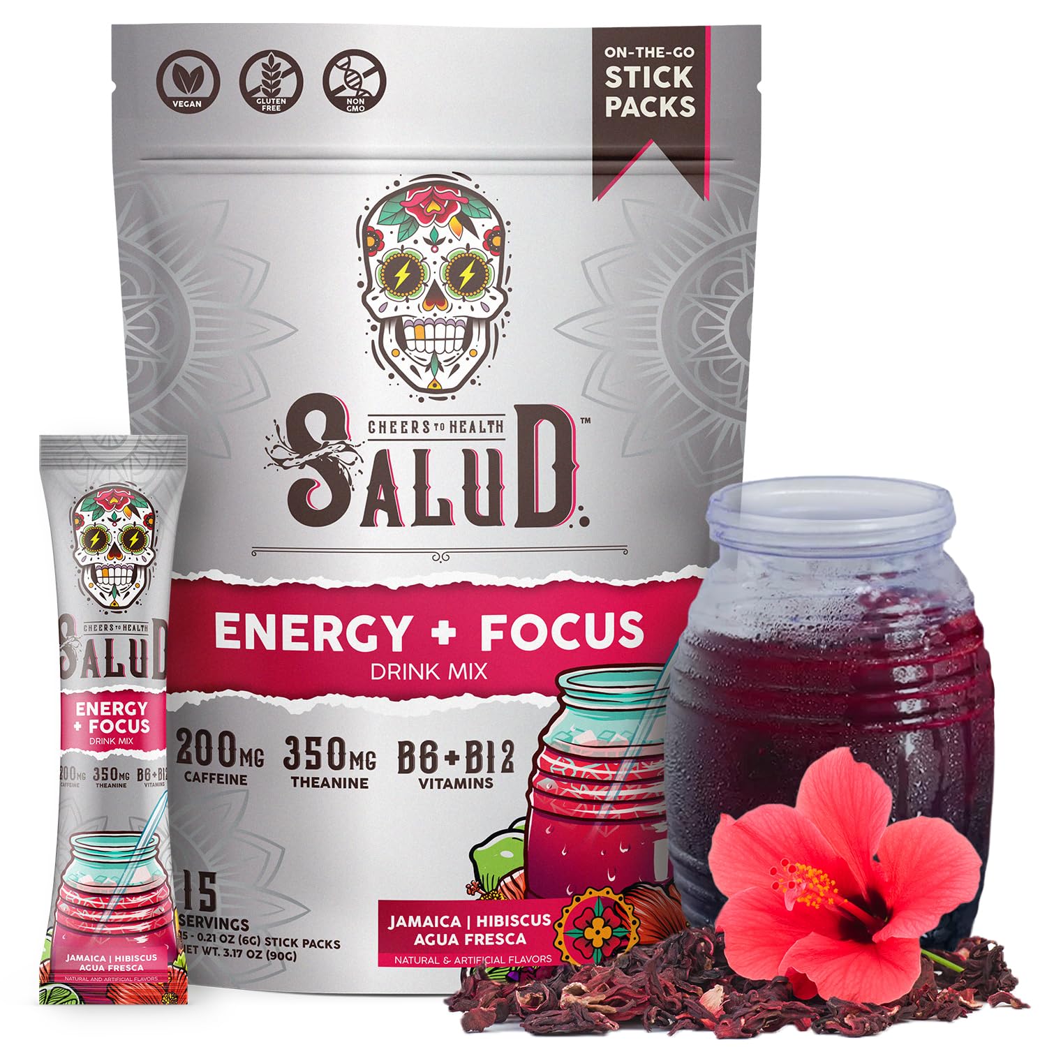 Salud 2-in-1 Energy + Focus Drink Mix Hibiscus product