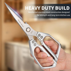 Comfort grip kitchen shears with ergonomic handles for both hands