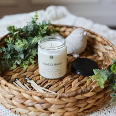 Jarful House Sand and Stone soy candle 8 oz in clear glass