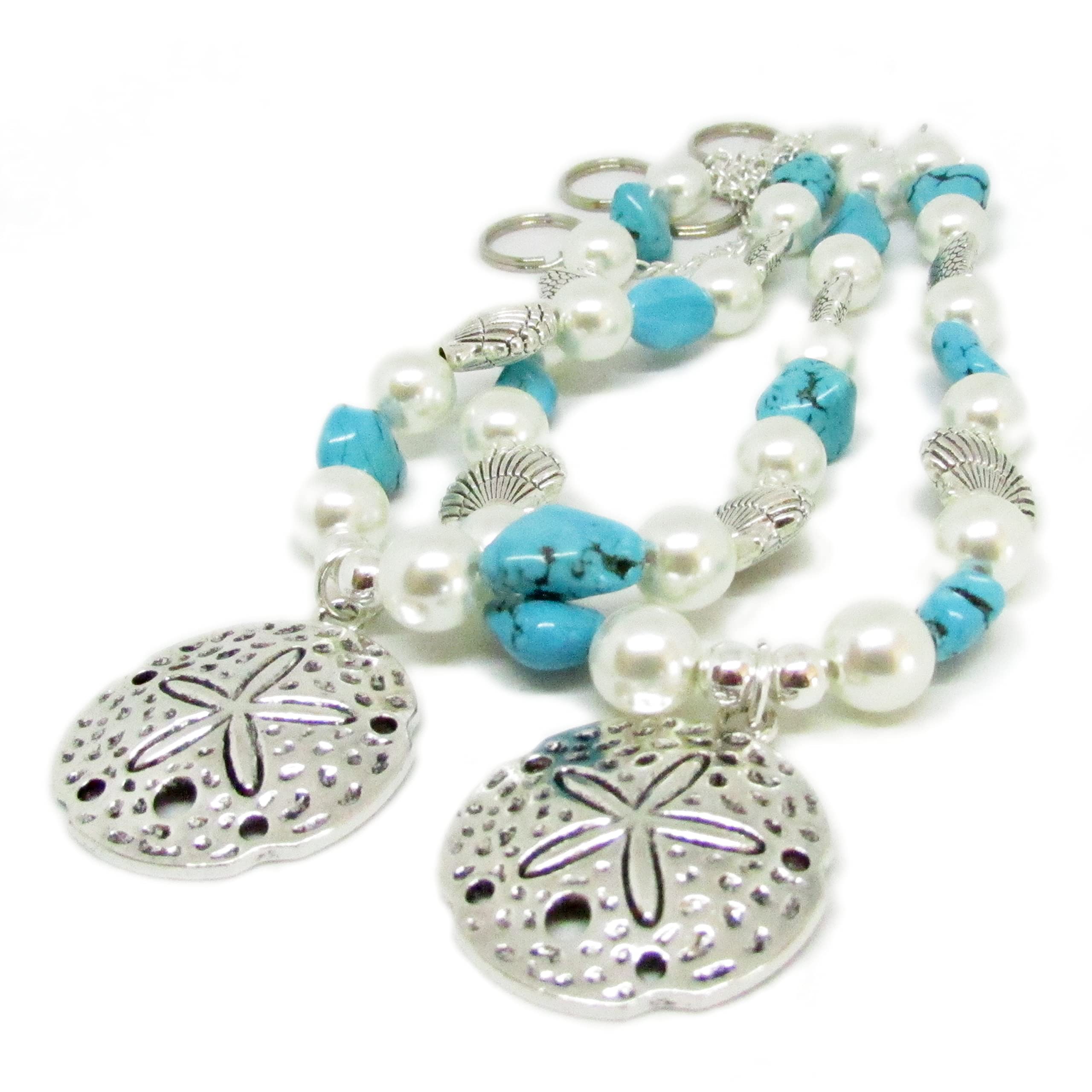 Sand dollar pendant curtain tiebacks with beads