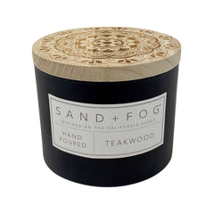 Sand + Fog Teakwood 12oz scented candle with lead-free wick