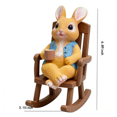 bunny statue with blue vest and detailed hand-painted finish