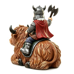 sangeren Highland cow gnome statue resin with armor and cape