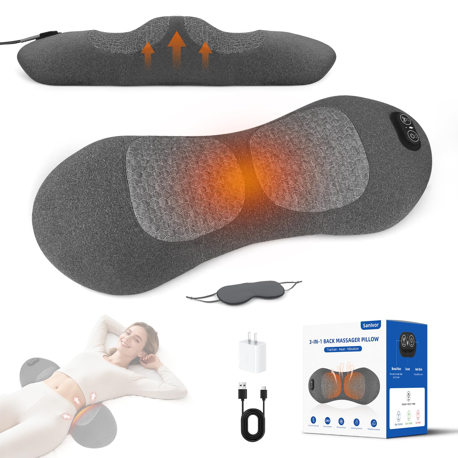 Sanivor 3 in 1 Electric Lumbar Massager Support Pillow product image
