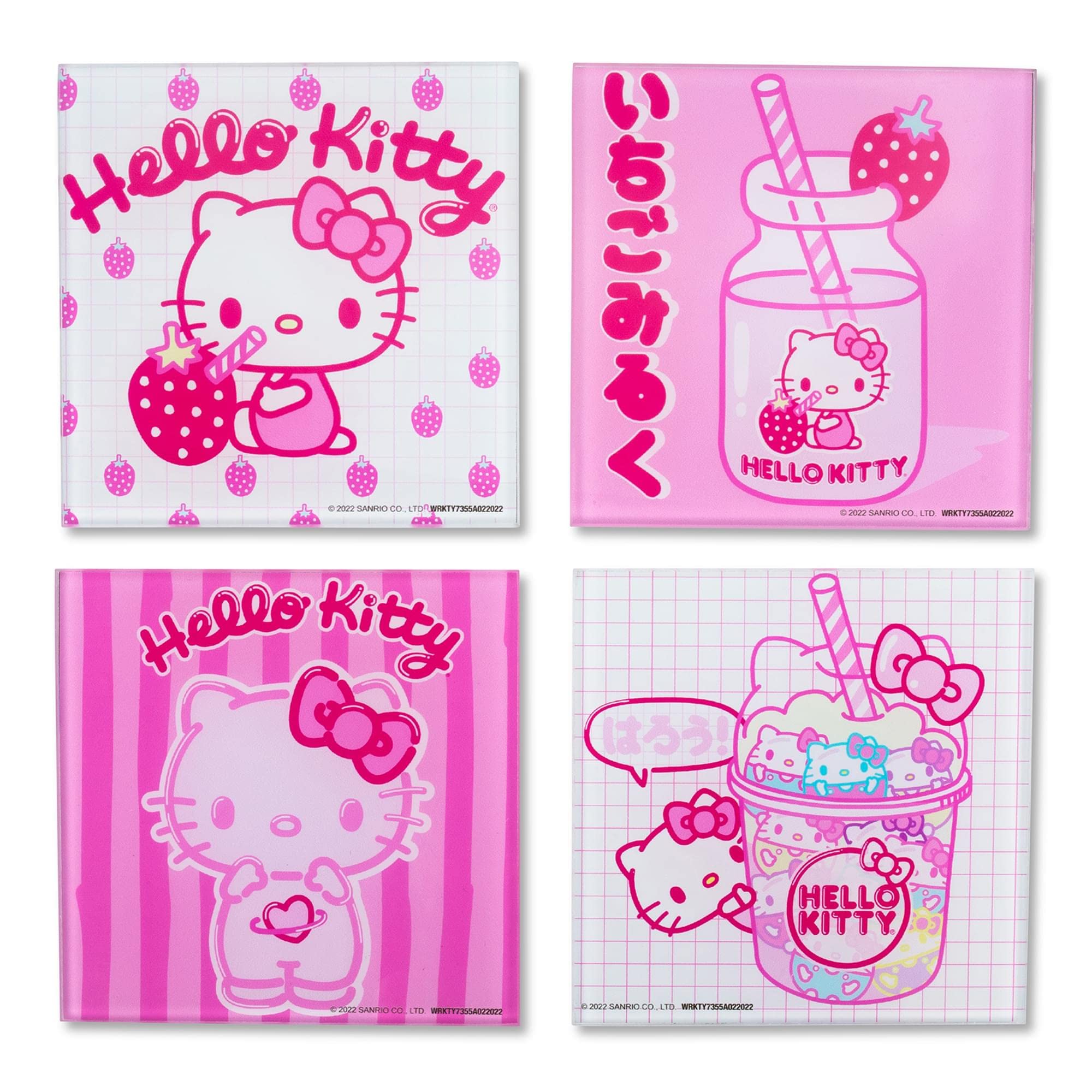 Sanrio Hello Kitty strawberry milk glass coaster design