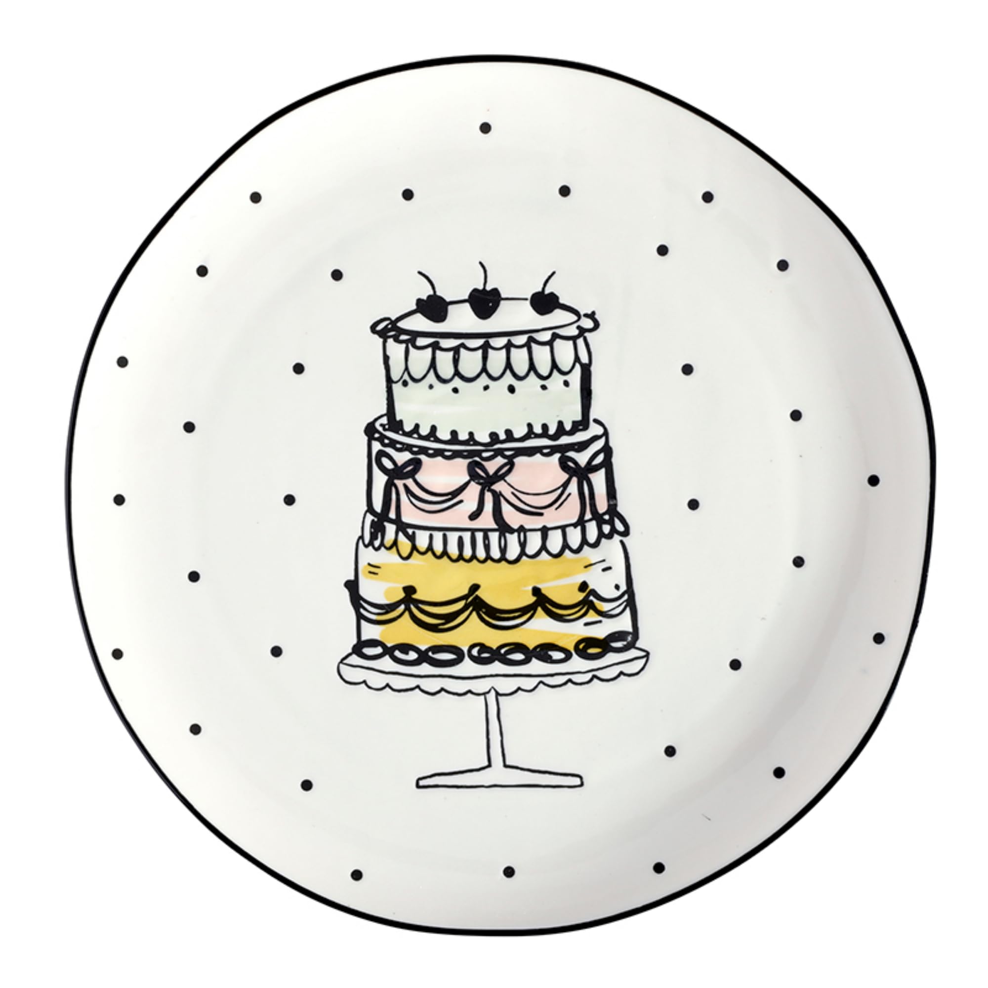 Santa Barbara Design Studio serving platter with round ceramic plate and hand drawn cake artwork